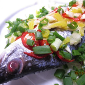 Steamed Sea bass with Garlic-Ginger-Salted-Vege™